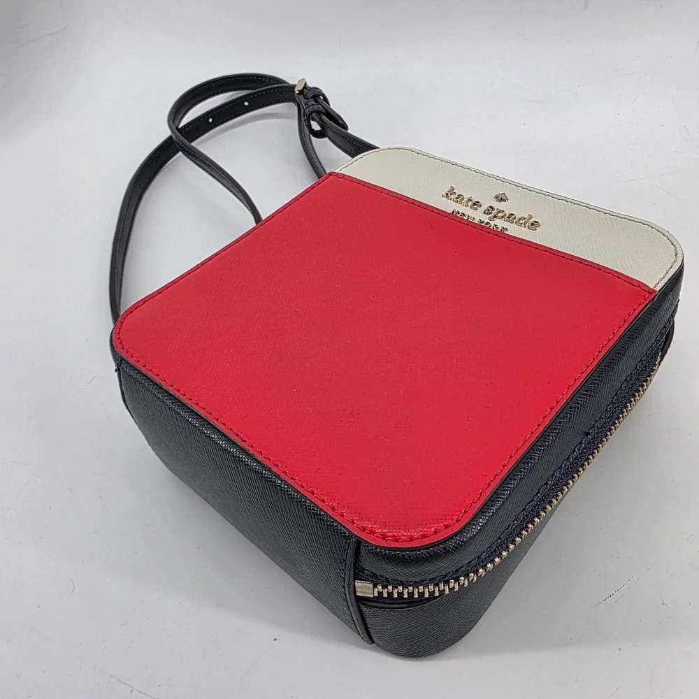 Kate Spade Colorblock Saffiano Leather Crossbody Bag Red White Blue